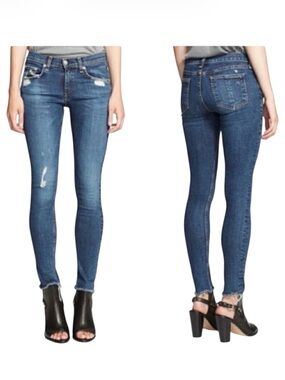 Rag & Bone La Paz Low Rise Distressed Skinny Jeans Frayed Hem size 26